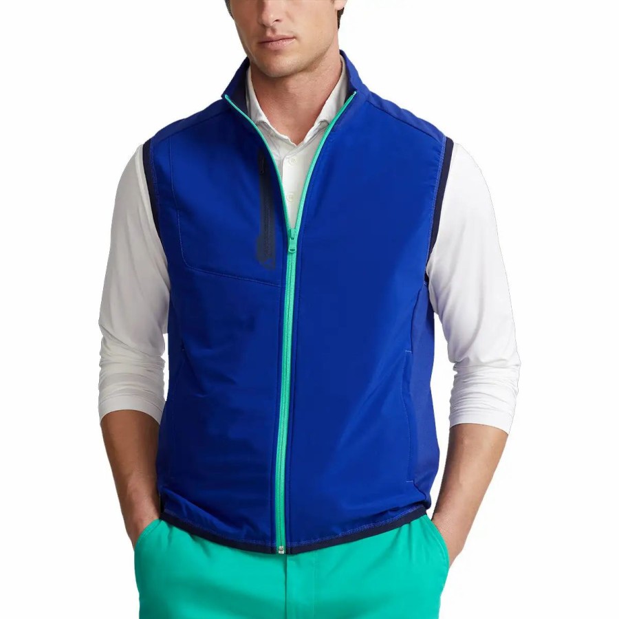 Clothes * | Polo Ralph Lauren Rlx Ralph Lauren Techy Terry Heritage Royal Mens Golf Vest Royal/Cabo Grn