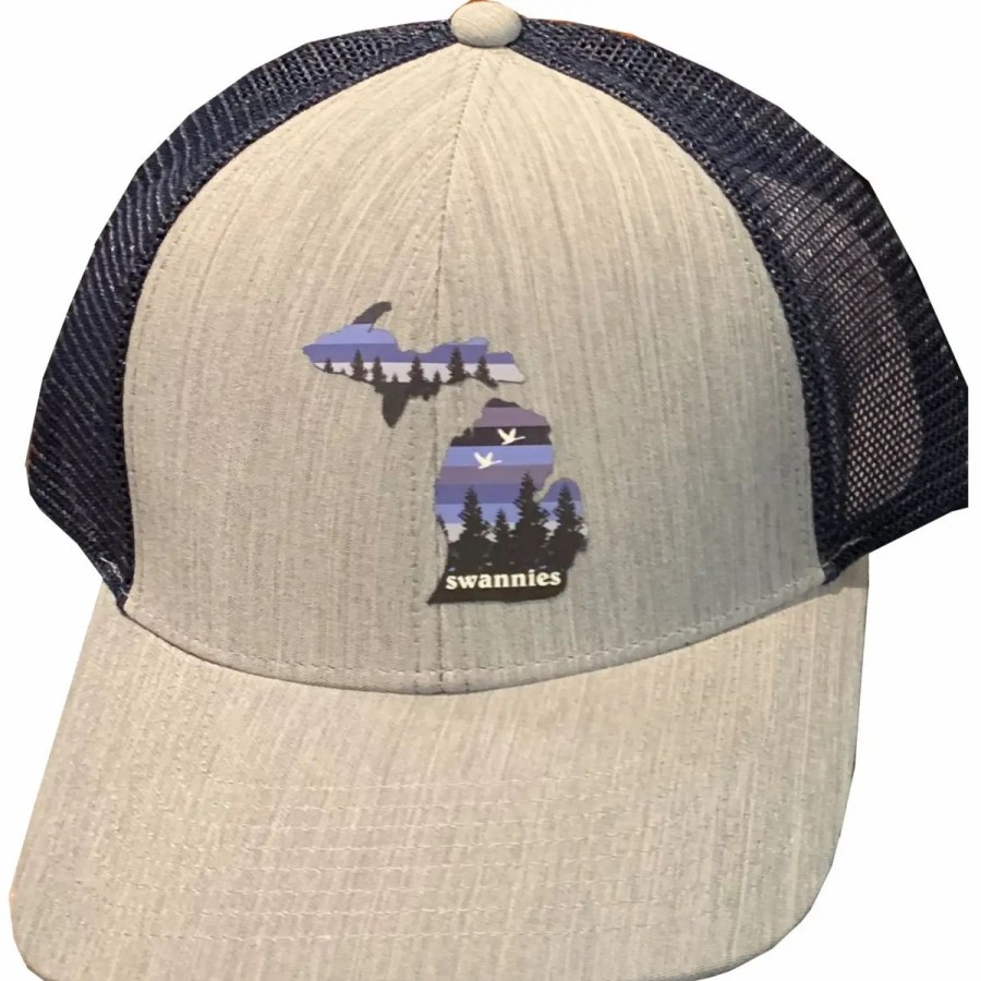 Accessories * | Swannies Michigan Meshback Mens Golf Hat Gry Blu Meshbck