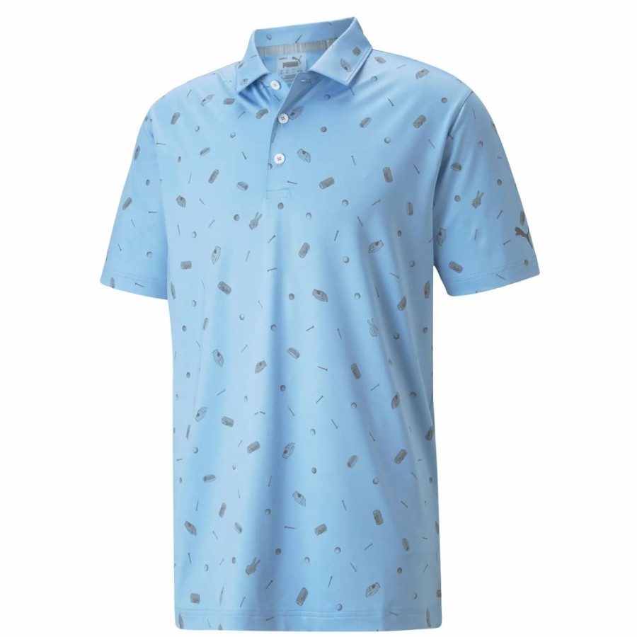 Clothes * | Puma Golf Puma Mattr Snack Shack Mens Golf Polo Placid Blue 02