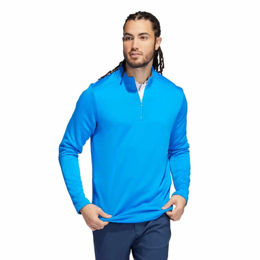 Clothes * | Adidas Golf Adidas Club Mens Golf 1/4 Zip Blue Rush