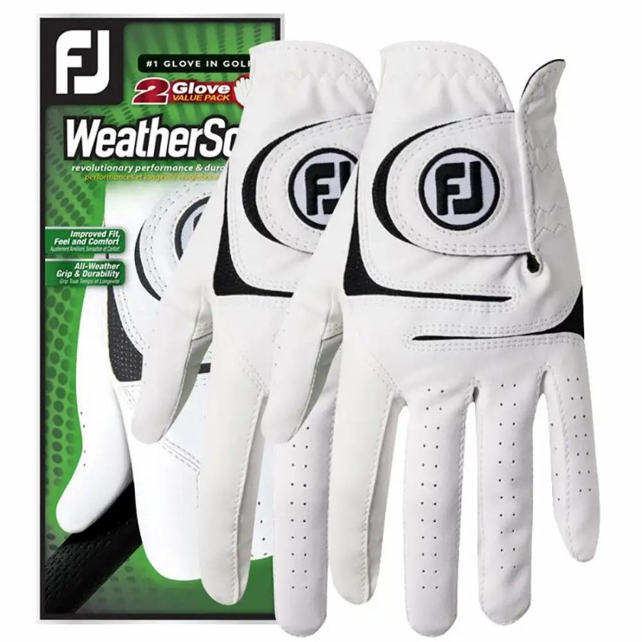 Accessories * | Footjoy Weathersof White 2 Pack Mens Left Hand Golf Glove