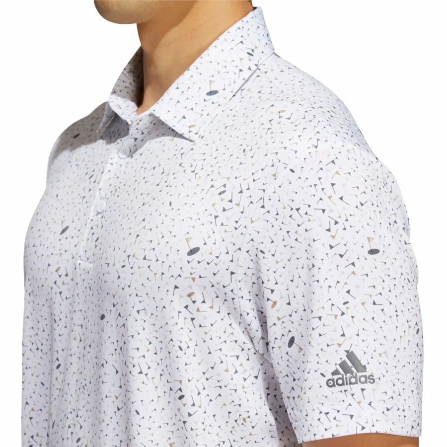 Clothes * | Adidas Golf Adidas Flag-Print Grey Hemp Mens Golf Polo Gry4/Hemp/Gry2