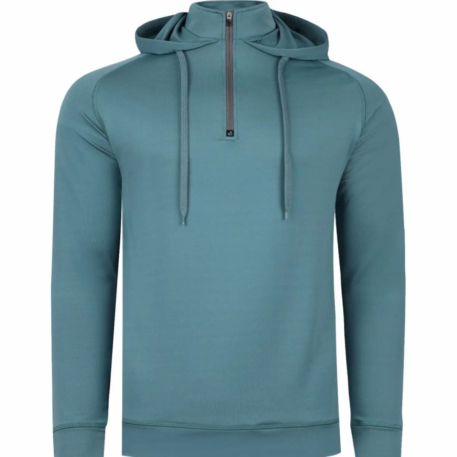 Clothes * | Swannies Vandyke Mens Golf 1/4 Zip Hoodie Hydro