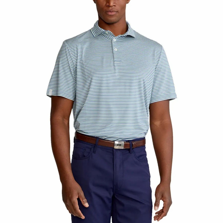 Clothes * | Polo Ralph Lauren Rlx Ralph Lauren Featherweight Tri-Color Stripe Green Mens Golf Polo Outbk Grn Multi