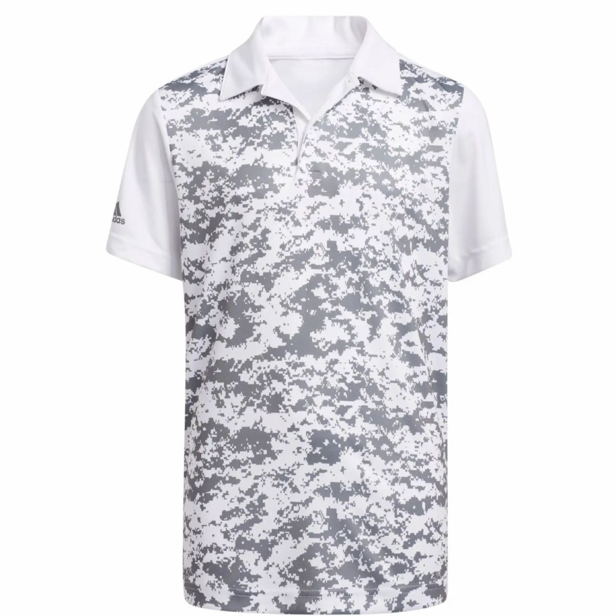 Kids Golf * | Adidas Golf Adidas Digital Camouflage Boys Golf Polo White