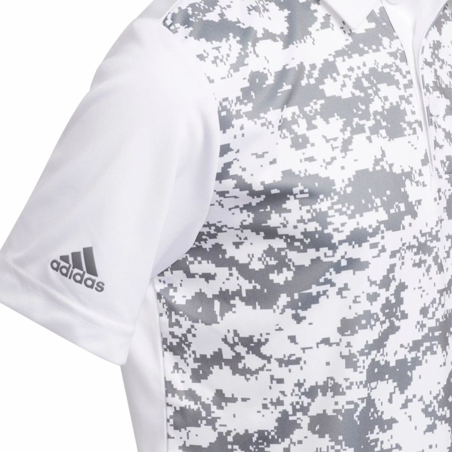 Kids Golf * | Adidas Golf Adidas Digital Camouflage Boys Golf Polo White