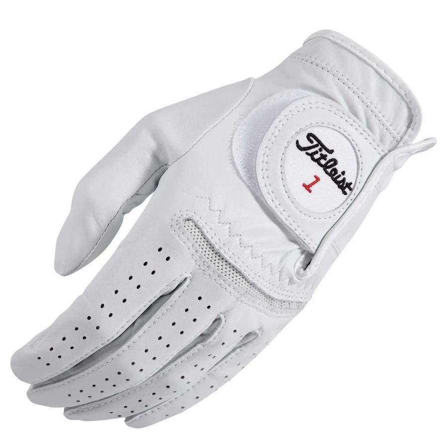 Accessories * | Titleist Perma-Soft Cadet White Mens Left Hand Golf Glove Pearl