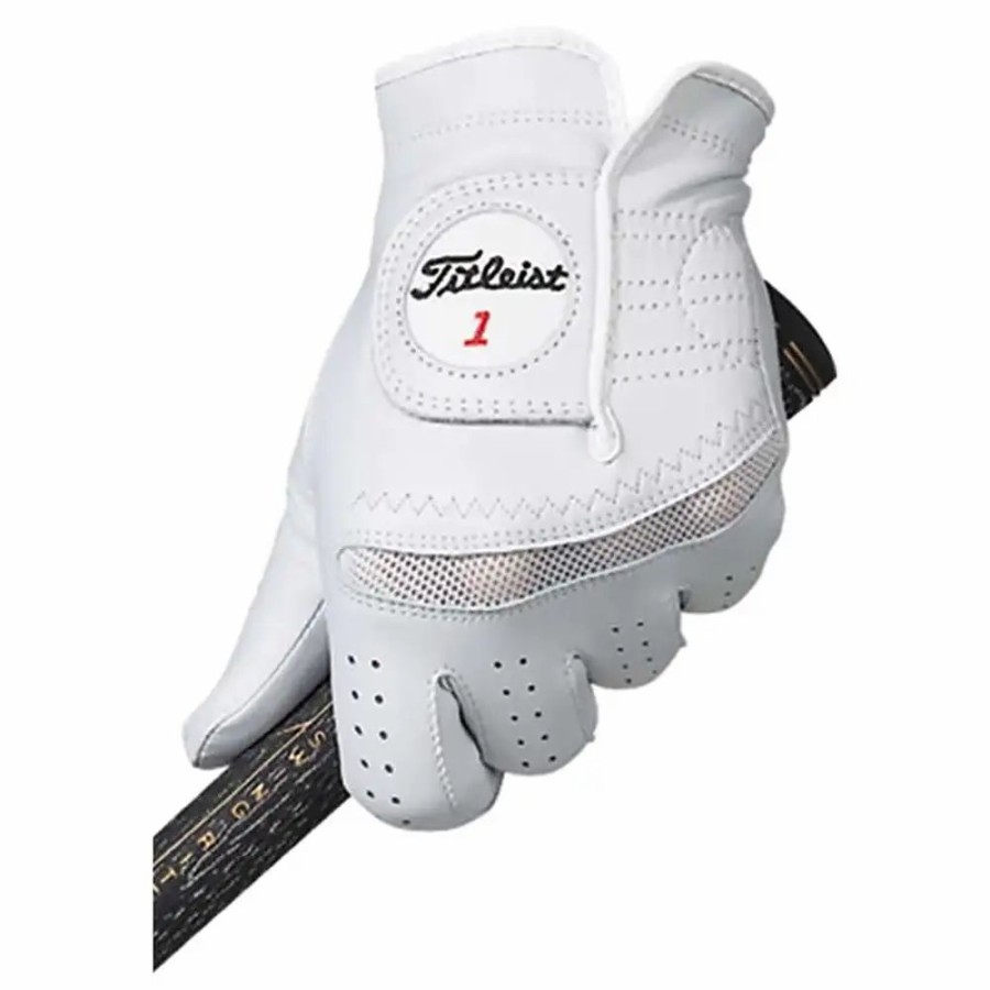 Accessories * | Titleist Perma-Soft Cadet White Mens Left Hand Golf Glove Pearl