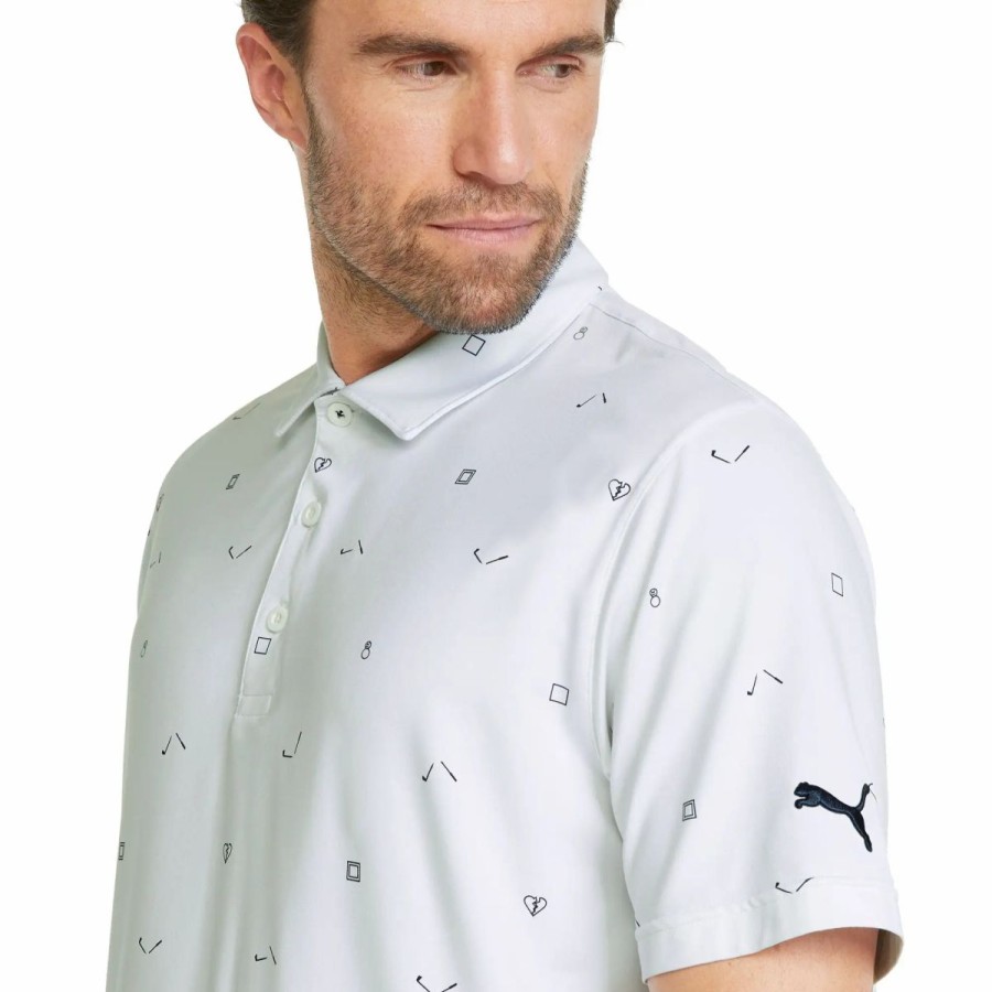 Clothes * | Puma Golf Puma Cloudspun H8 Golf Mens Golf Polo Bright White 01