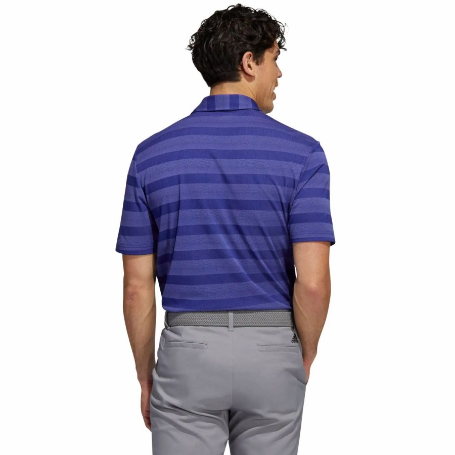 Clothes * | Adidas Golf Adidas Two-Color Striped Indigo Mens Golf Polo Indigo/Lt Purpl