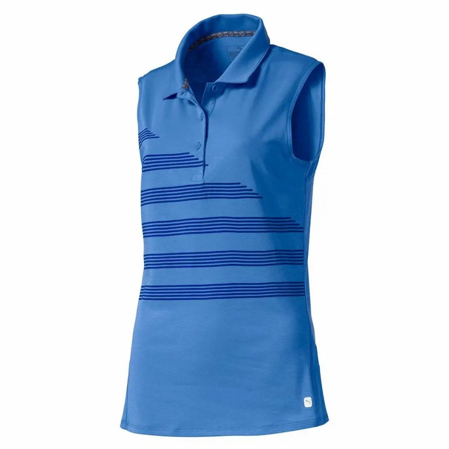 Clothes * | Puma Golf Puma Step Stripe Womens Sleeveless Golf Polo