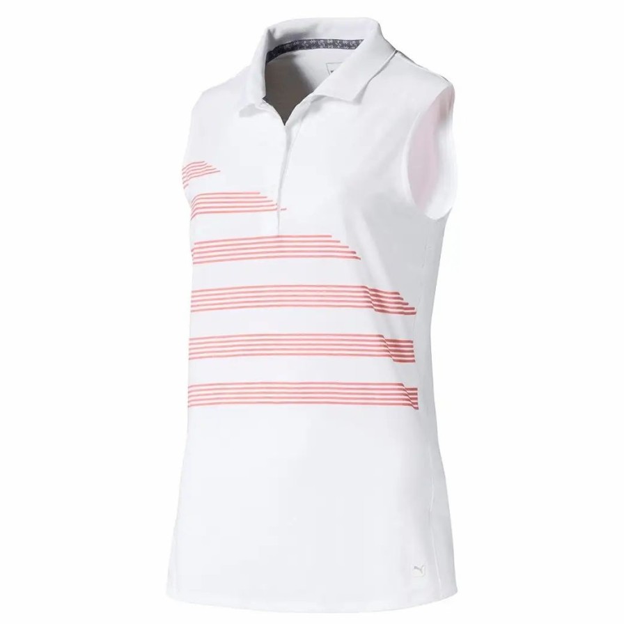 Clothes * | Puma Golf Puma Step Stripe Womens Sleeveless Golf Polo