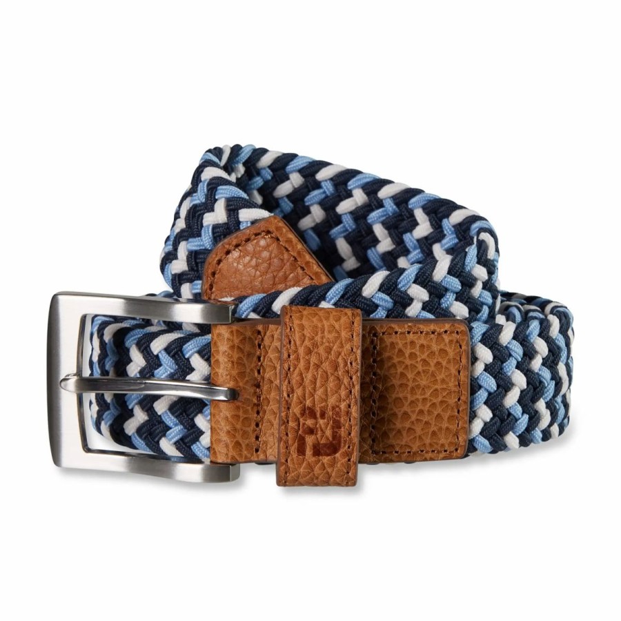 Clothes * | Footjoy Southern Living Woven Mens Golf Belt Navy/Lt Blu/Wht