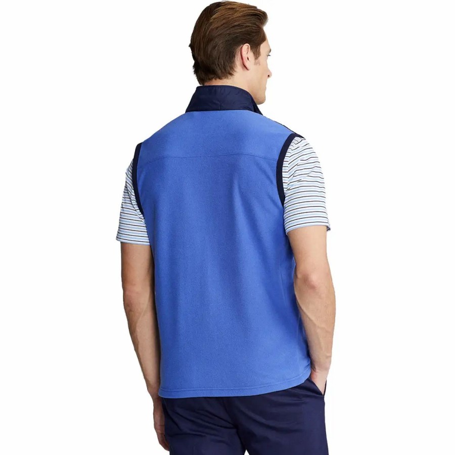 Clothes * | Polo Ralph Lauren Rlx Ralph Lauren Tour Fleece Navy Mens Golf Vest Fr Navy/Liberty