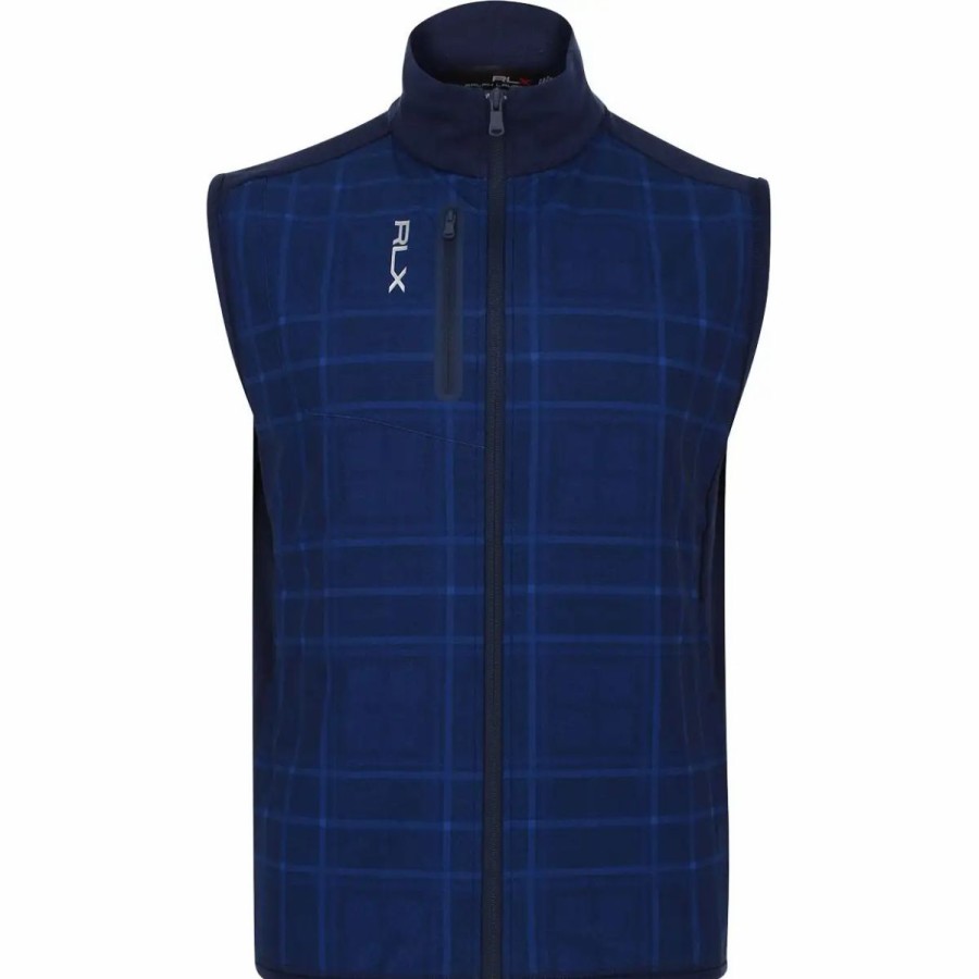 Clothes * | Polo Ralph Lauren Rlx Tech Terry French Navy-Printed Woven Mens Golf Vest F Nvy/Prnt Wovn