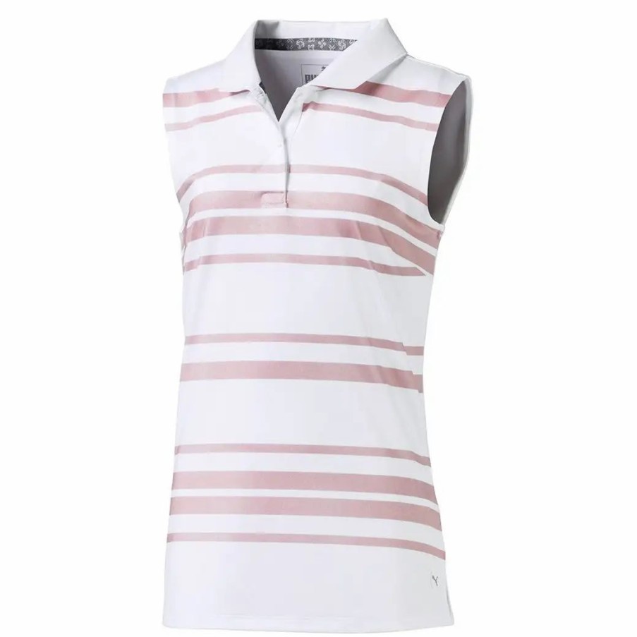 Kids Golf * | Puma Golf Puma Stripe Sleeveless Girls Golf Polo