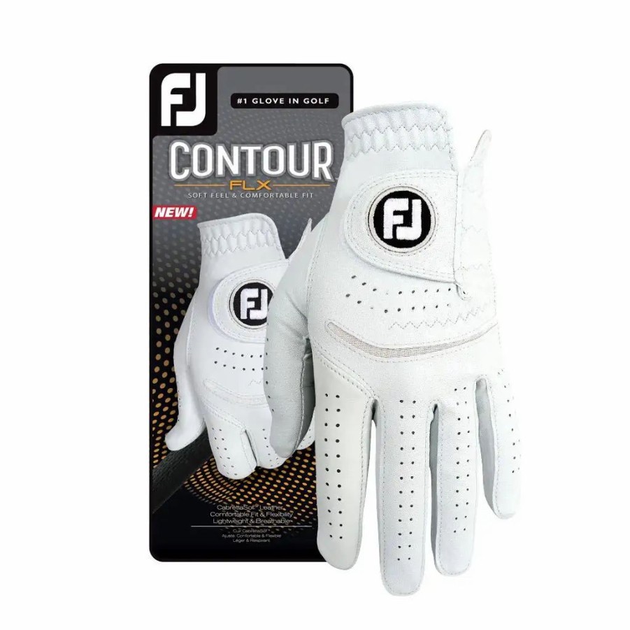 Accessories * | Footjoy Contour Flx Cadet White Mens Left Hand Golf Glove Pearl