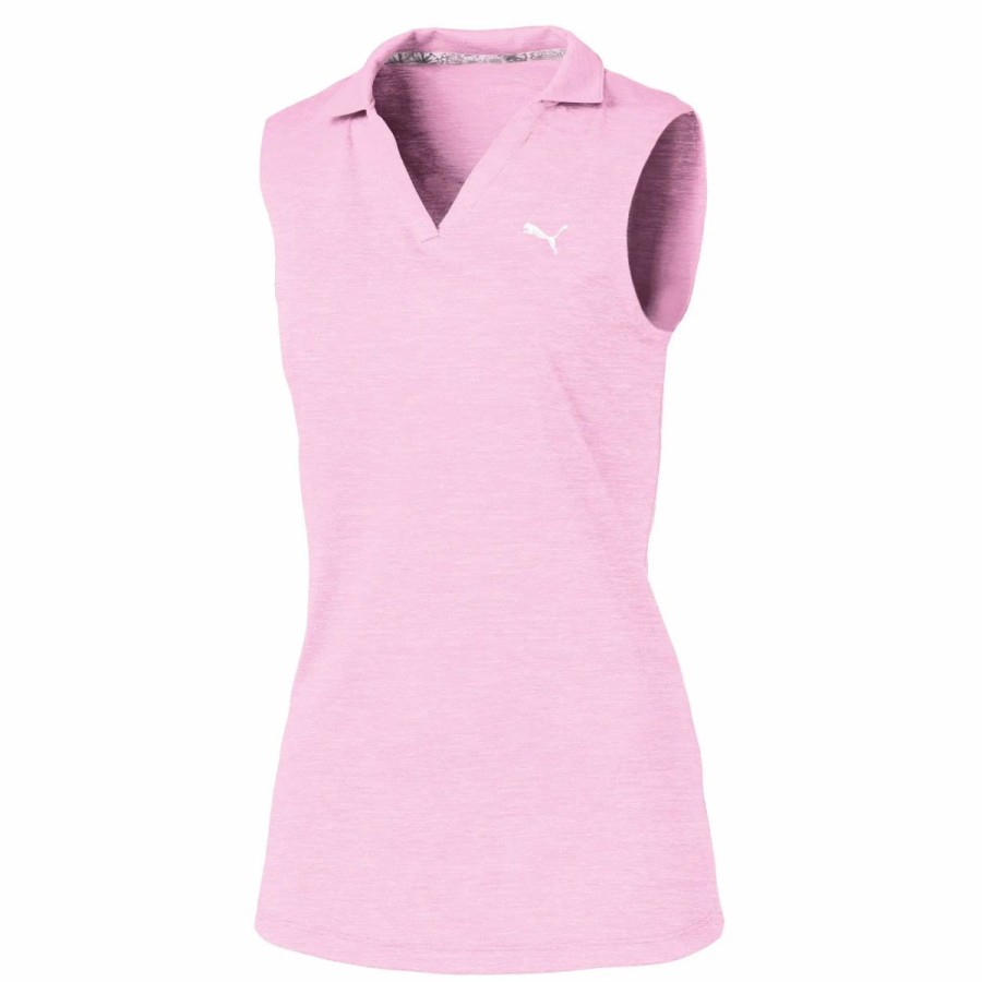 Kids Golf * | Puma Golf Puma Heather Girls Sleeveless Golf Polo