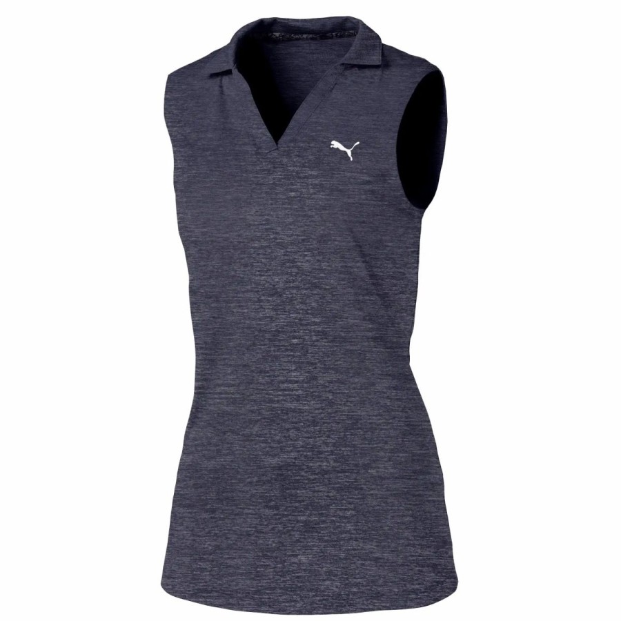 Kids Golf * | Puma Golf Puma Heather Girls Sleeveless Golf Polo