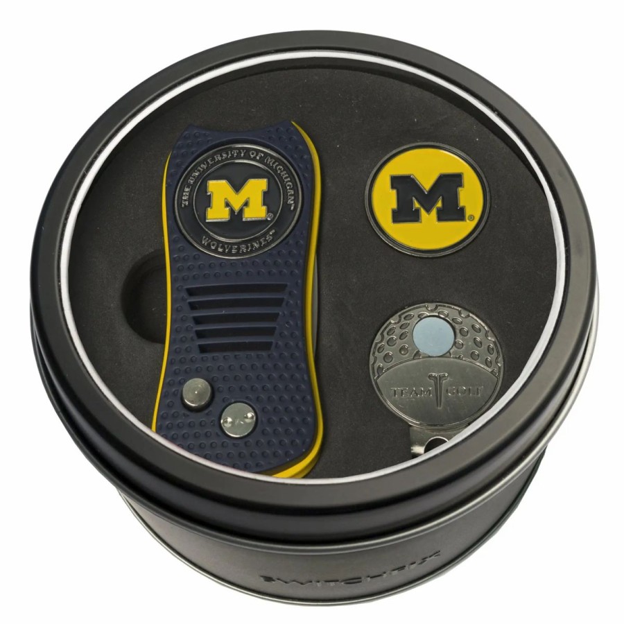 Accessories * | Team Golf Michigan Switchblade Divot Tool Cap Clip Ball Marker Tin Gift Set