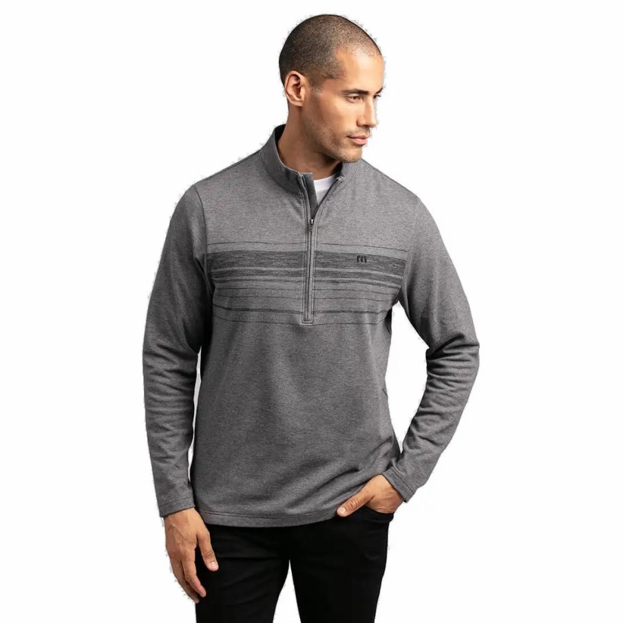 Clothes * | Travismathew Transitions Mens Golf 1/4 Zip Heather Dk Shad