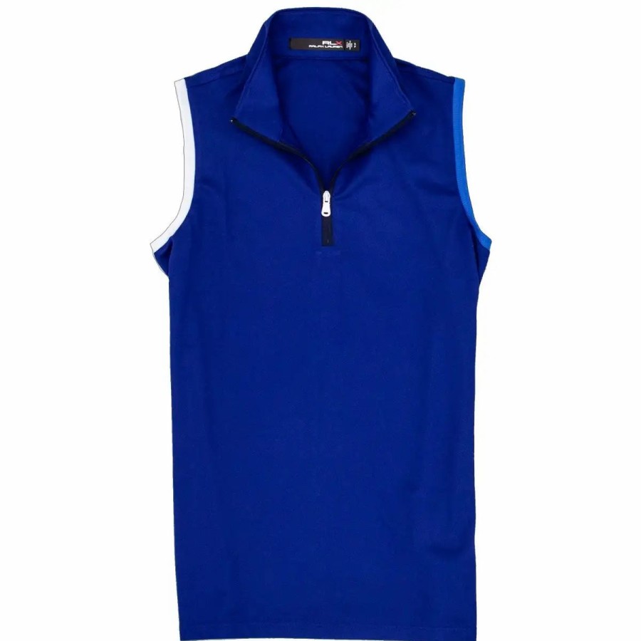 Clothes * | Polo Ralph Lauren Rlx Ralph Lauren Tricolor Trooper Royal Womens Golf Sleeveless 1/4 Zip Troopr Ryl/Mult