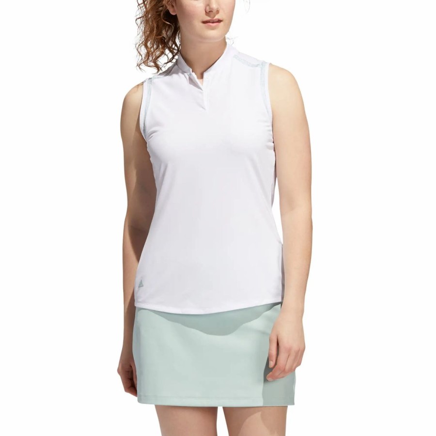 Clothes * | Adidas Golf Adidas Ultimate365 Printed Womens Sleeveless Golf Polo White