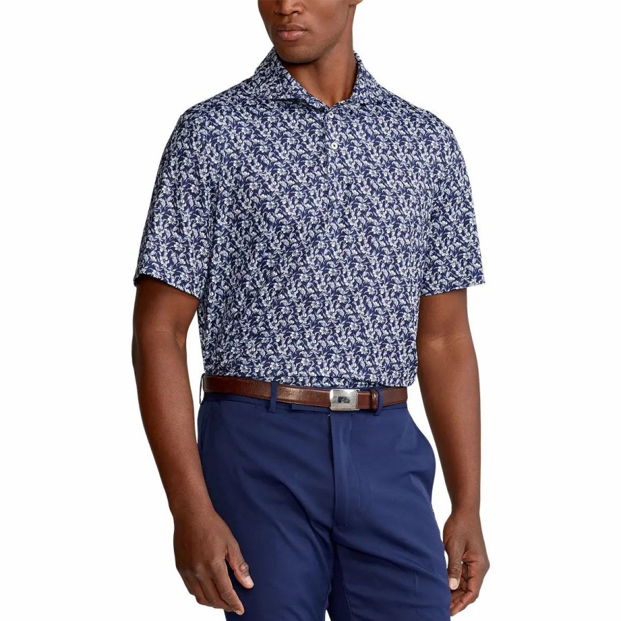 Clothes * | Polo Ralph Lauren Rlx Ralph Lauren Printed Lightweight Airflow Jersey Navy Floral Mens Golf Polo Frch Nvy Floral