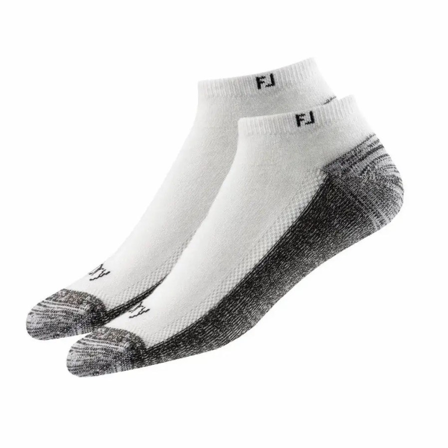 Clothes * | Footjoy Prodry White Mens 2 Pack Low Cut Golf Socks