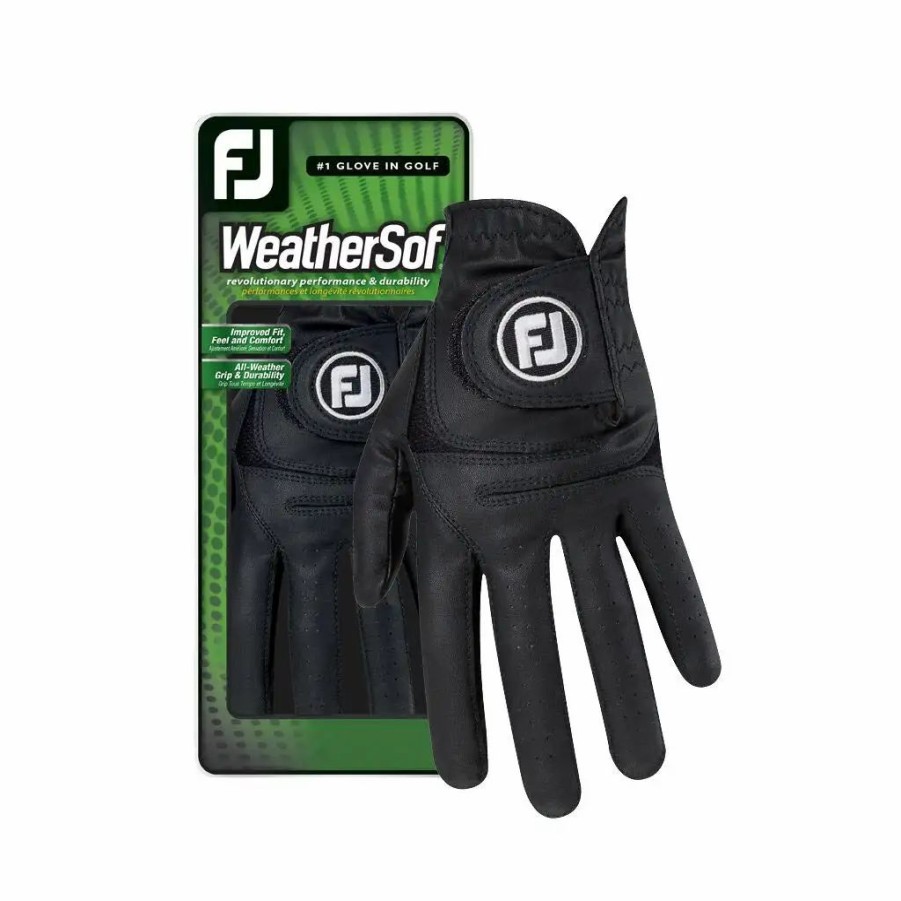 Accessories * | Footjoy Weathersof Left Hand Regular Mens Golf Glove Black