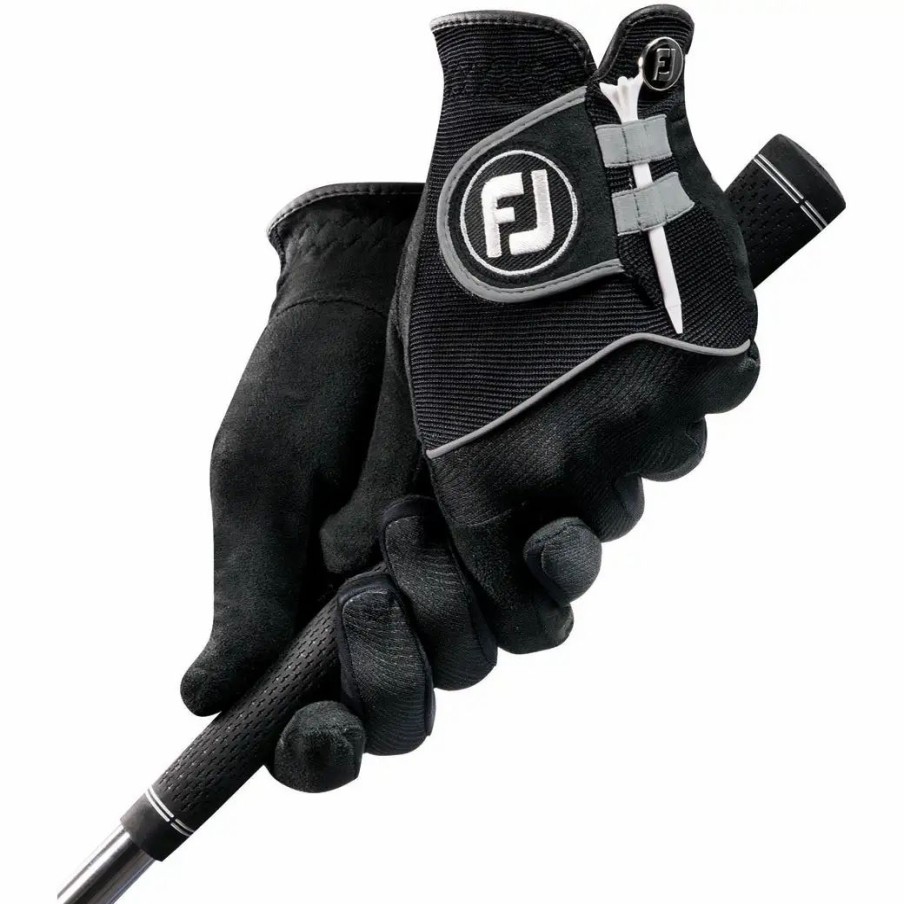 Accessories * | Footjoy Raingrip Pair Black Mens Golf Gloves