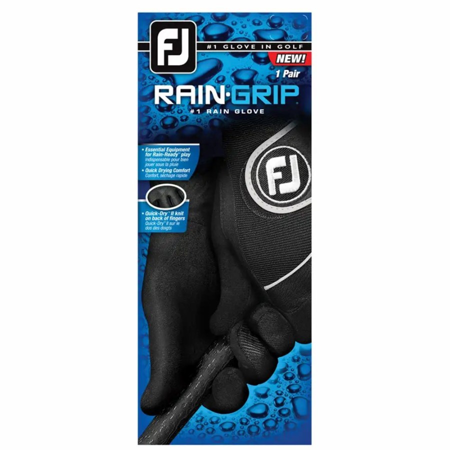 Accessories * | Footjoy Raingrip Pair Black Mens Golf Gloves