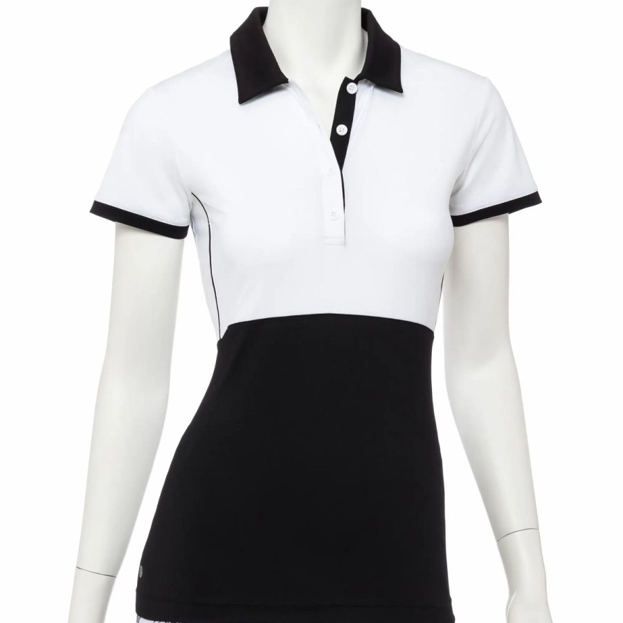 Clothes * | Ep Ny Work It Dash Dot Print Womens Golf Polo White Multi 113