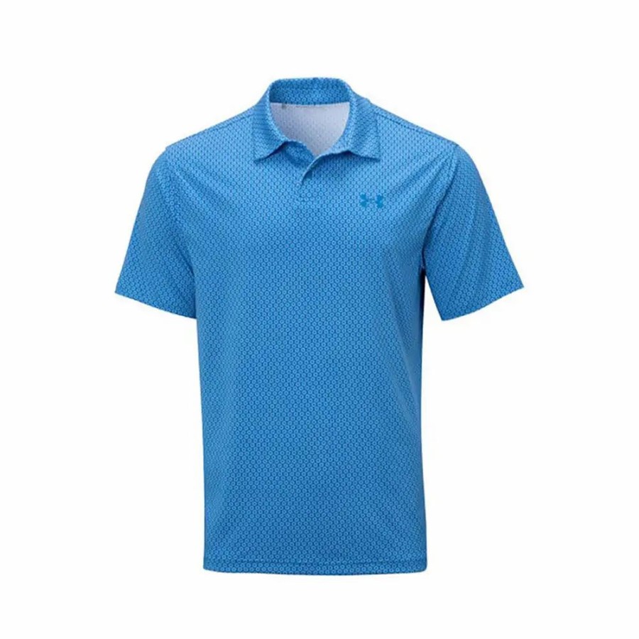 Clothes * | Under Armour T2G Mens Printed Golf Polo Glacier Blu 433