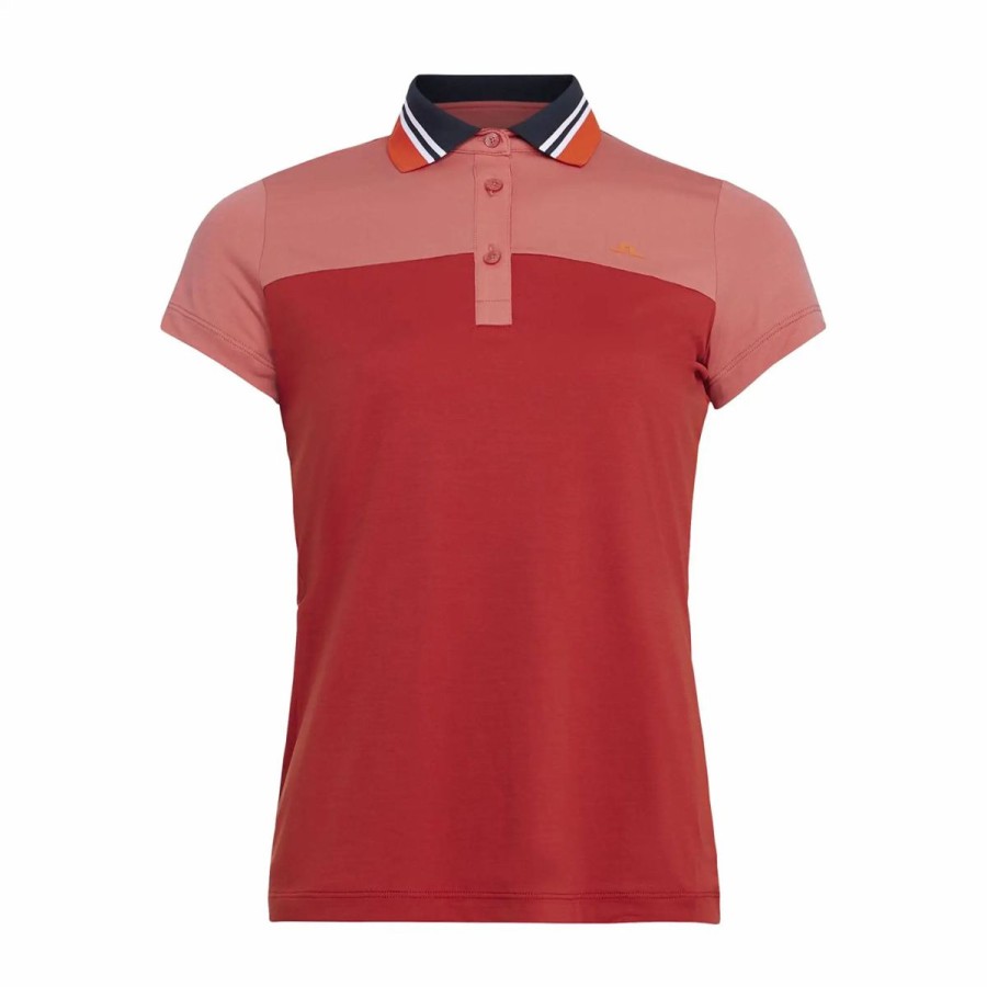 Clothes * | J.Lindeberg J. Lindeberg Kelly Ketchup Womens Golf Polo Ketchup G051