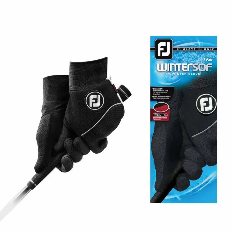 Accessories * | Footjoy Wintersof Mens 2 Pack Golf Glove Black