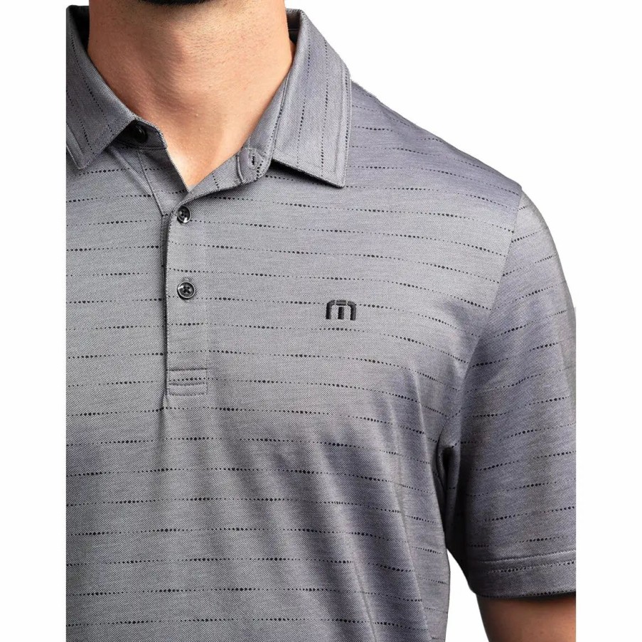 Clothes * | Travismathew Attached Mens Golf Polo Htr Grey Pinstr