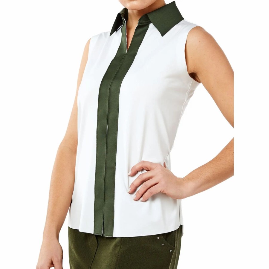 Clothes * | Belyn Key Contrast Womens Sleeveless Golf Polo