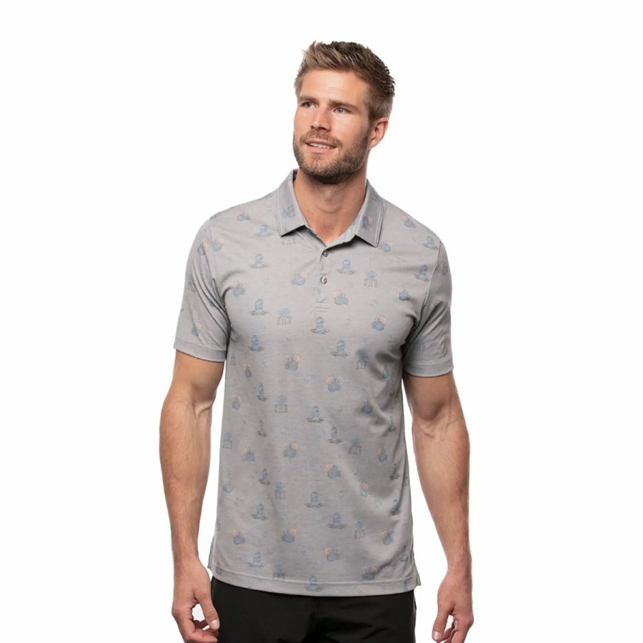 Clothes * | Travismathew Bricktown Heather Quiet Shade Mens Golf Polo Hthr Quiet Shd