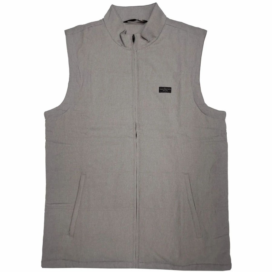 Clothes * | Travismathew Interlude Heather Sleet Mens Golf Puffer Vest Hthr Sleet 0Hsl