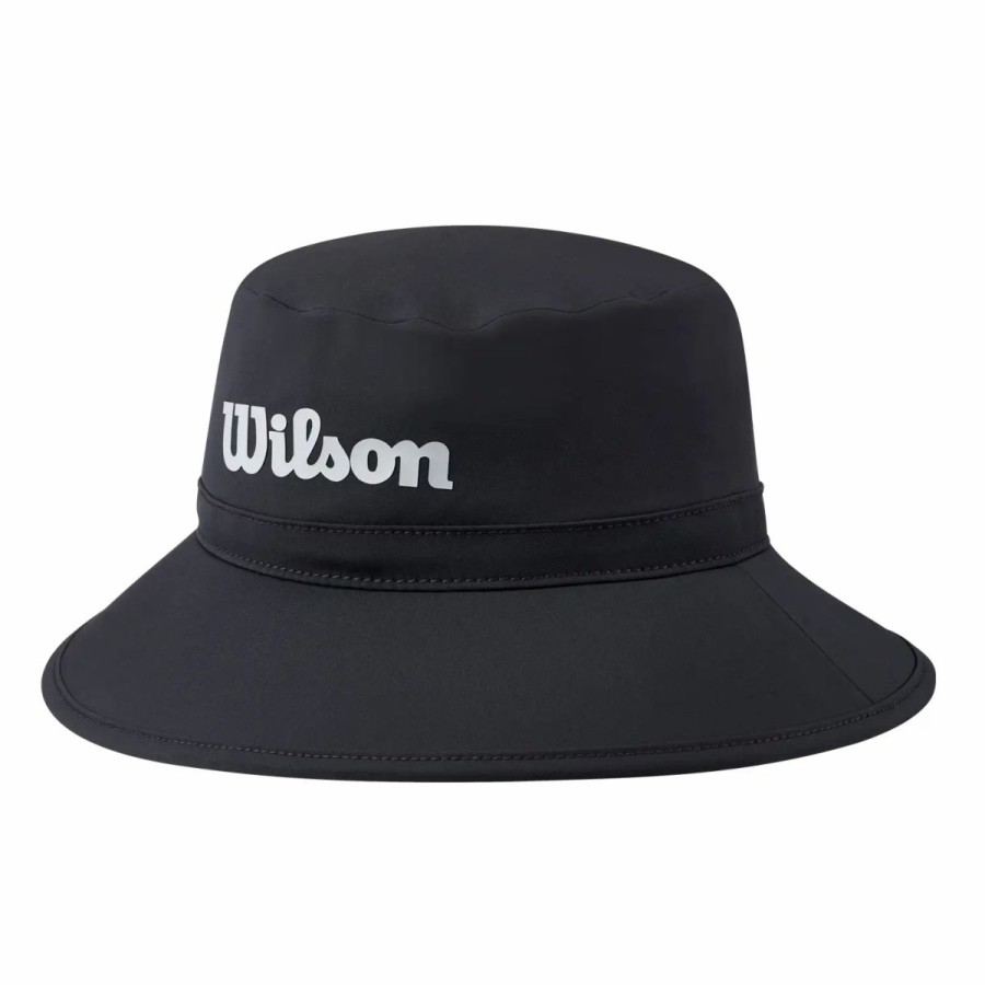 Accessories * | Wilson Golf Wilson Rain Mens Bucket Hat Black/White