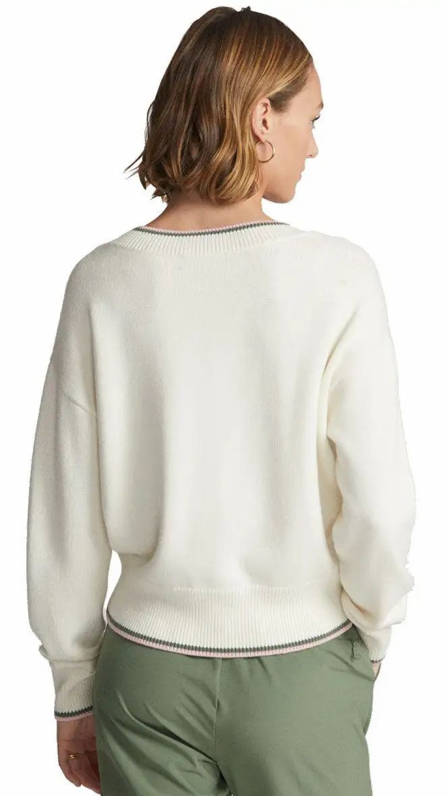 Clothes * | Polo Ralph Lauren Rlx Ralph Lauren Wool-Blended Cricket Womens Golf Sweater Cream Multi