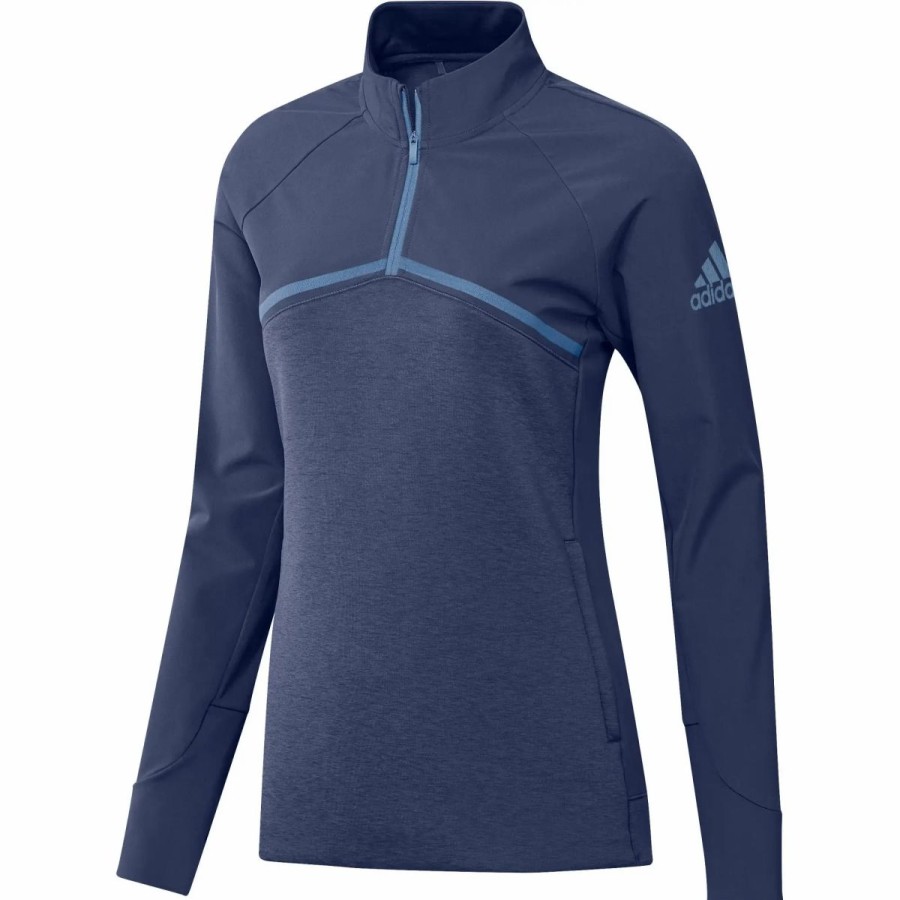 Clothes * | Adidas Golf Adidas Hybrid Womens Long Sleeve Golf 1/4 Zip Tech Indigo