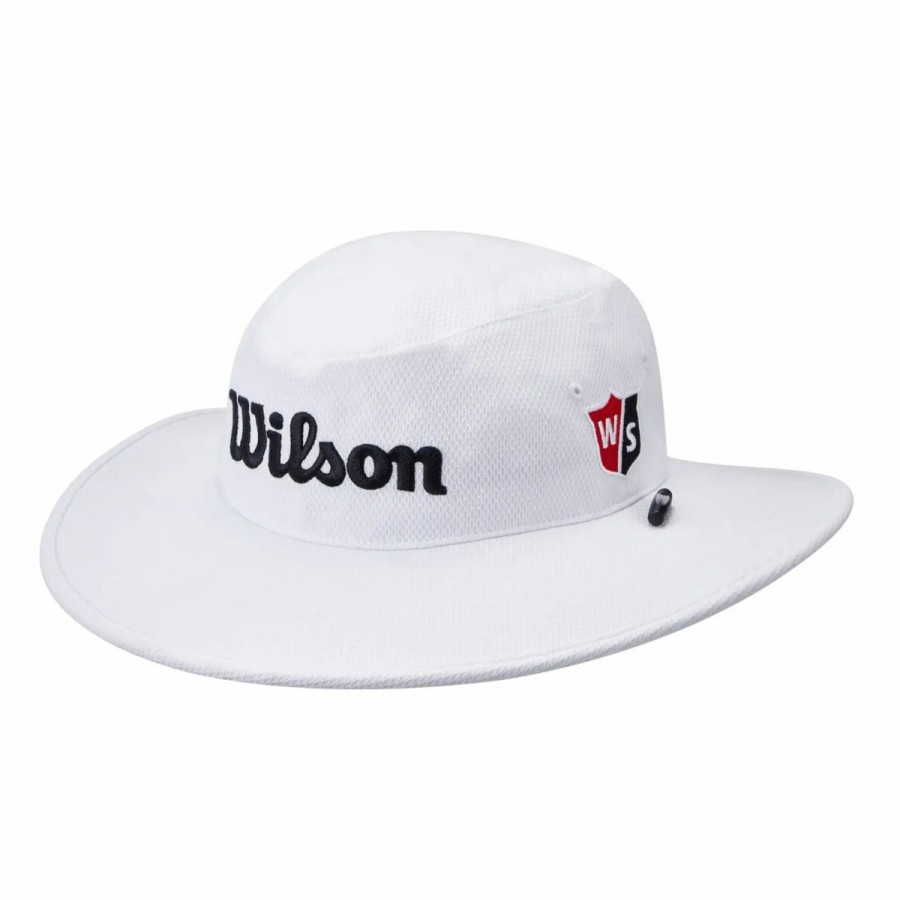 Accessories * | Wilson Golf Wilson Sun Mens Bucket Hat White/Black