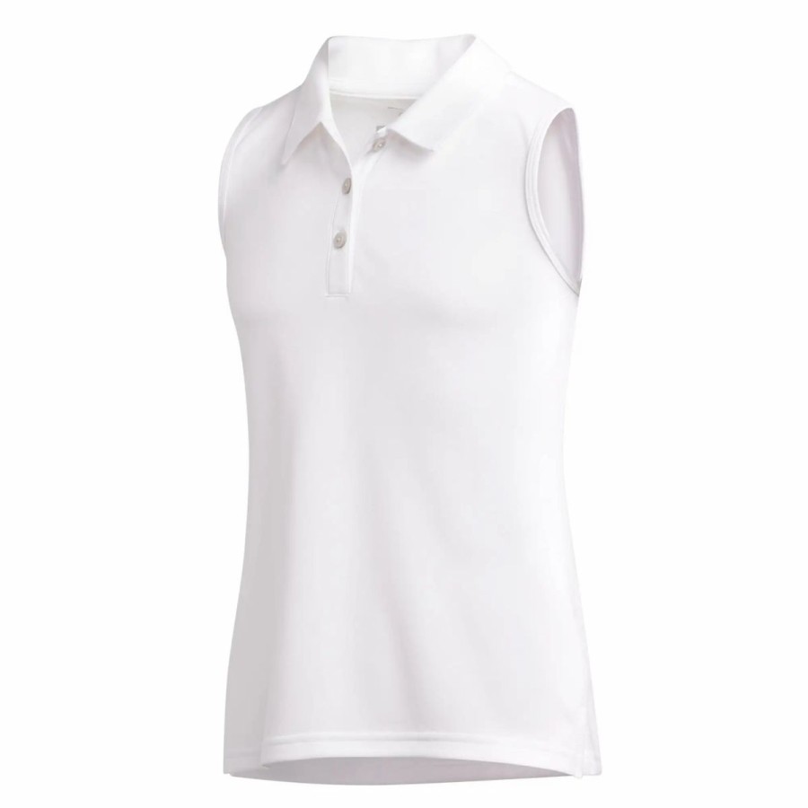 Kids Golf * | Adidas Golf Adidas Performance Girls Sleeveless Golf Polo White