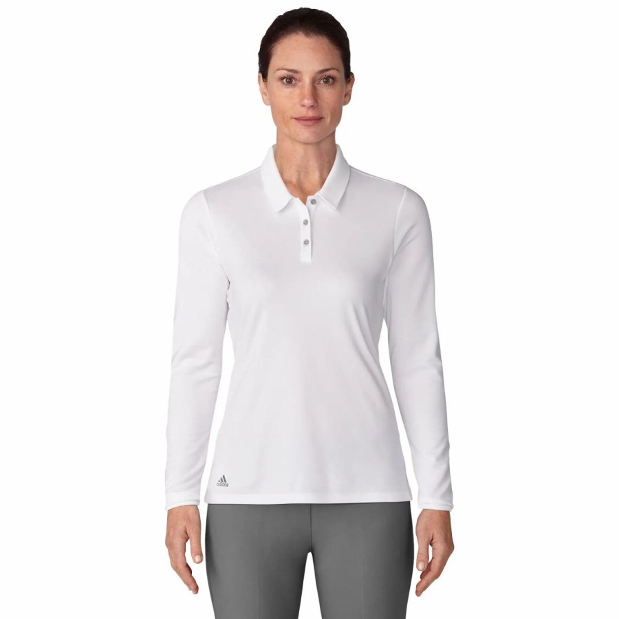 Clothes * | Adidas Golf Adidas Performance Womens Long Sleeve Golf Polo White