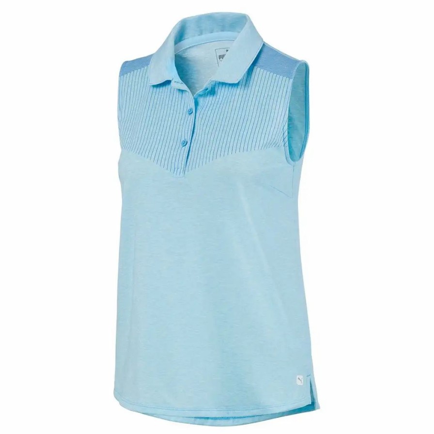 Clothes * | Puma Golf Puma Verticals Sleeveless Womens Golf Polo 03 Ethrl Blu Hr