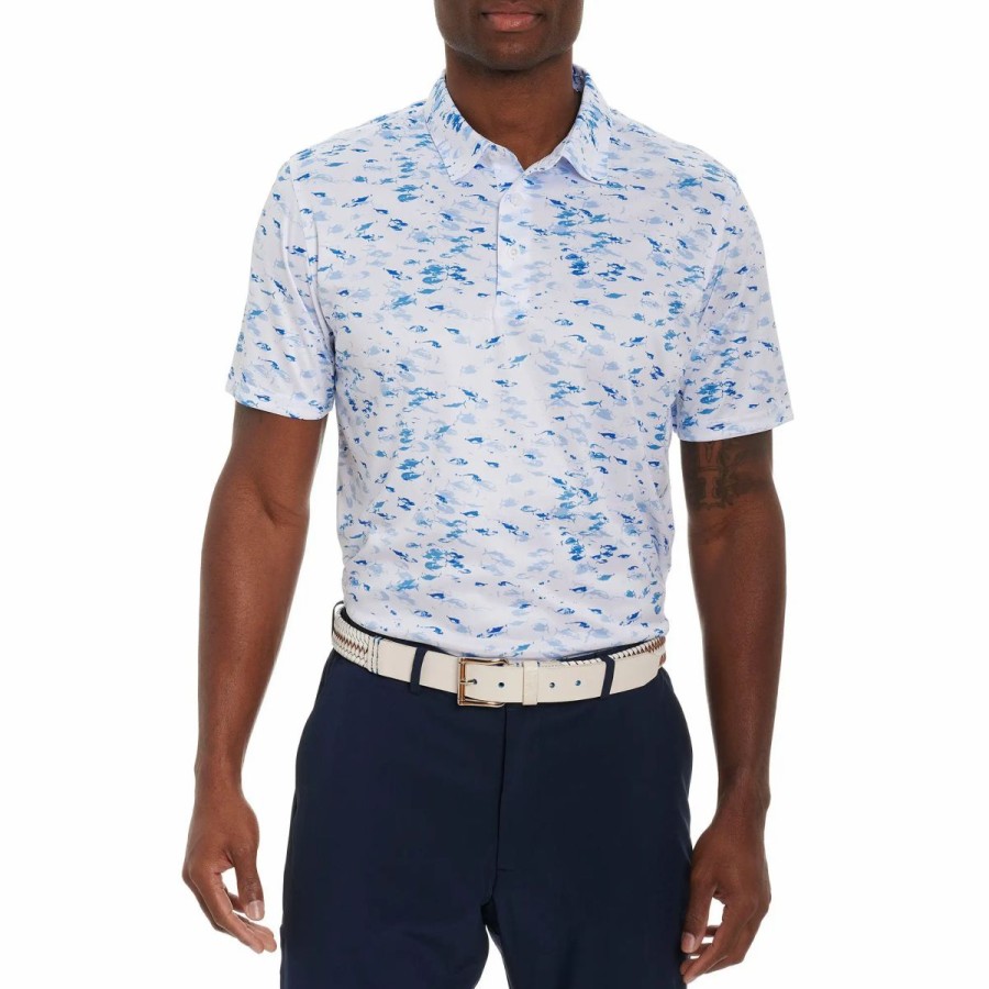 Clothes * | Robert Graham Nautical Net Knit Mens Golf Polo White