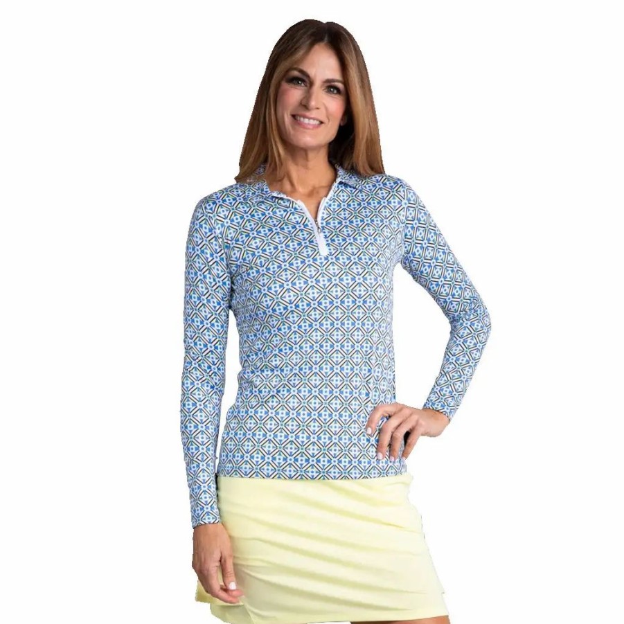 Clothes * | Sport Haley Blain Womens Long Sleeve Golf Polo 461 Vista Blue