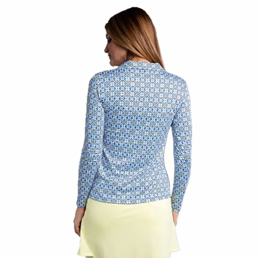 Clothes * | Sport Haley Blain Womens Long Sleeve Golf Polo 461 Vista Blue